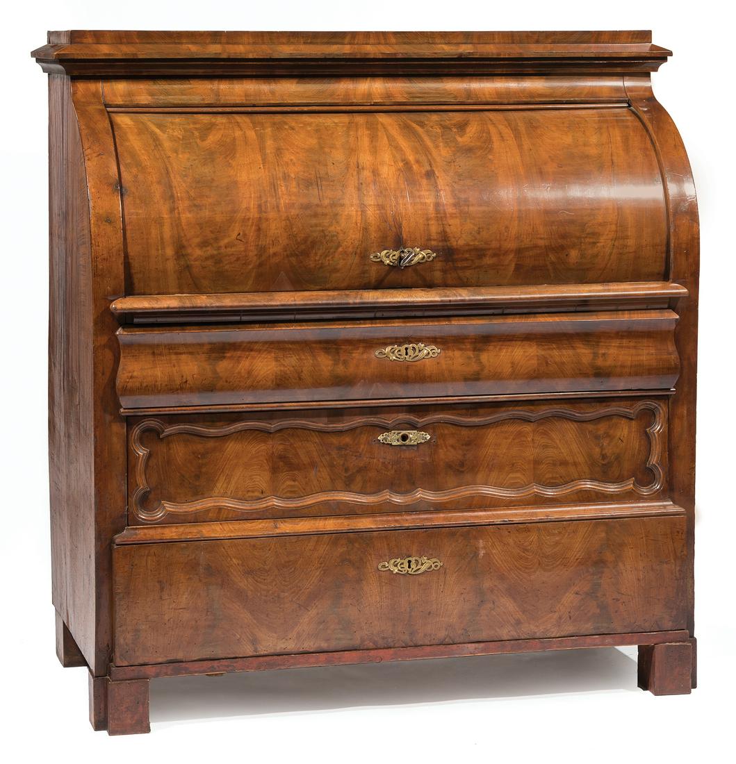 Biedermeier Figured Mahogany Bureau a Cylindre (1 of 4)