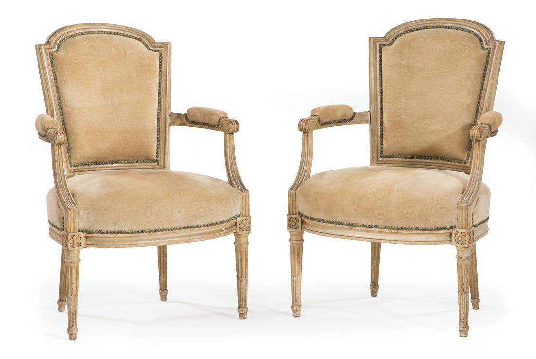 Pair of Louis XVI-Style Painted Fauteuils (1 of 3)