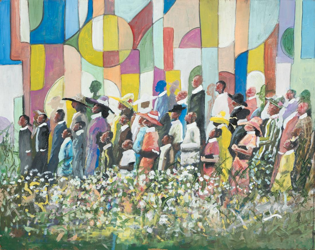 Tony Davenport (American/Mississippi, b. 1977): Tony Davenport (American/Mississippi, b. 1977) , "Sunday Best", oil on masonite, unsigned, 24 in. x 30 in., unframed Condition: Overall good condition