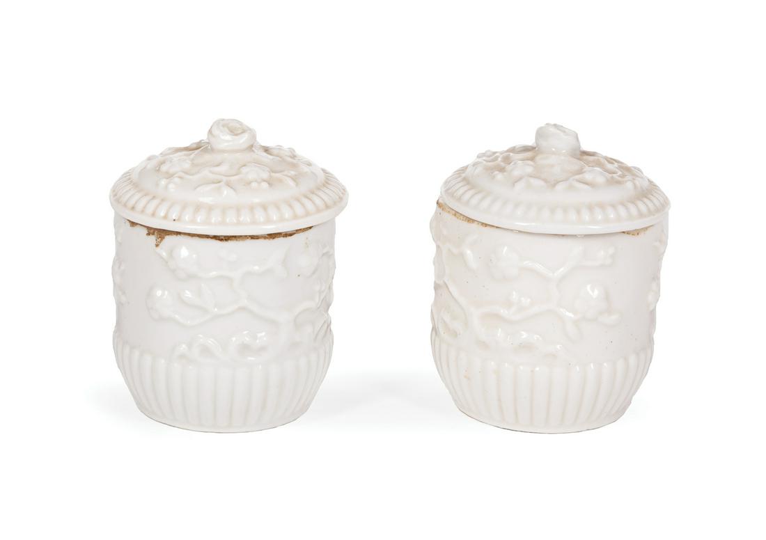 French Blanc de Chine Porcelain Covered Pots (1 of 2)