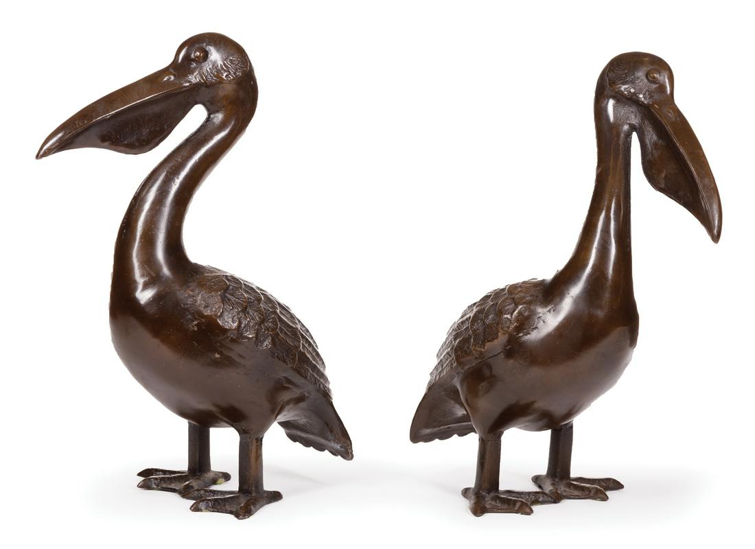Pair of Patinated Metal Pelicans (1 of 5)