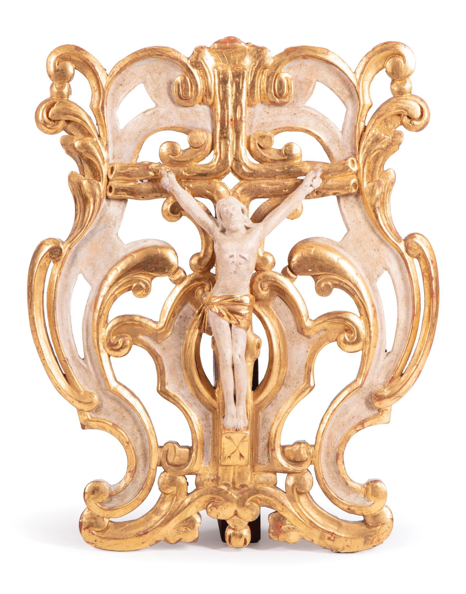 Continental Carved Giltwood Creme Peinte Crucifix (1 of 1)