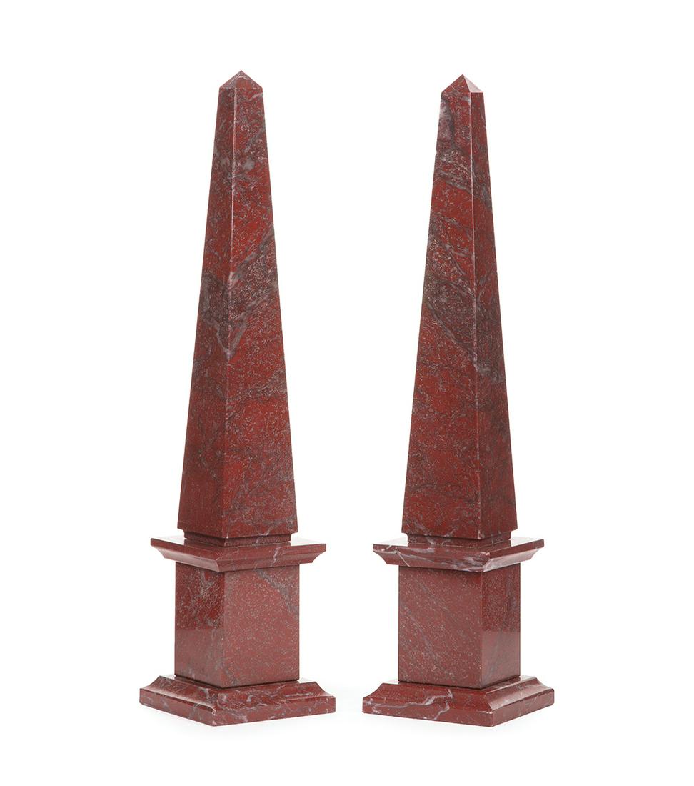 Continental Variegated Rouge Marble Obelisks (1 of 3)