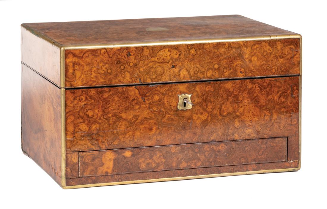 Brass-Bound Burlwood Necessaire de Toilette (1 of 3)