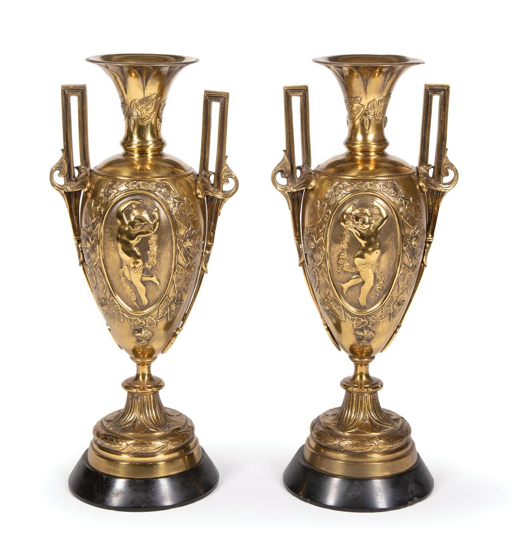 English Neoclassical-Style Brass Urns (1 of 1)
