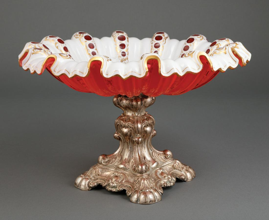 Silver and Bohemian Cased Glass Centerpiece (1 of 3)