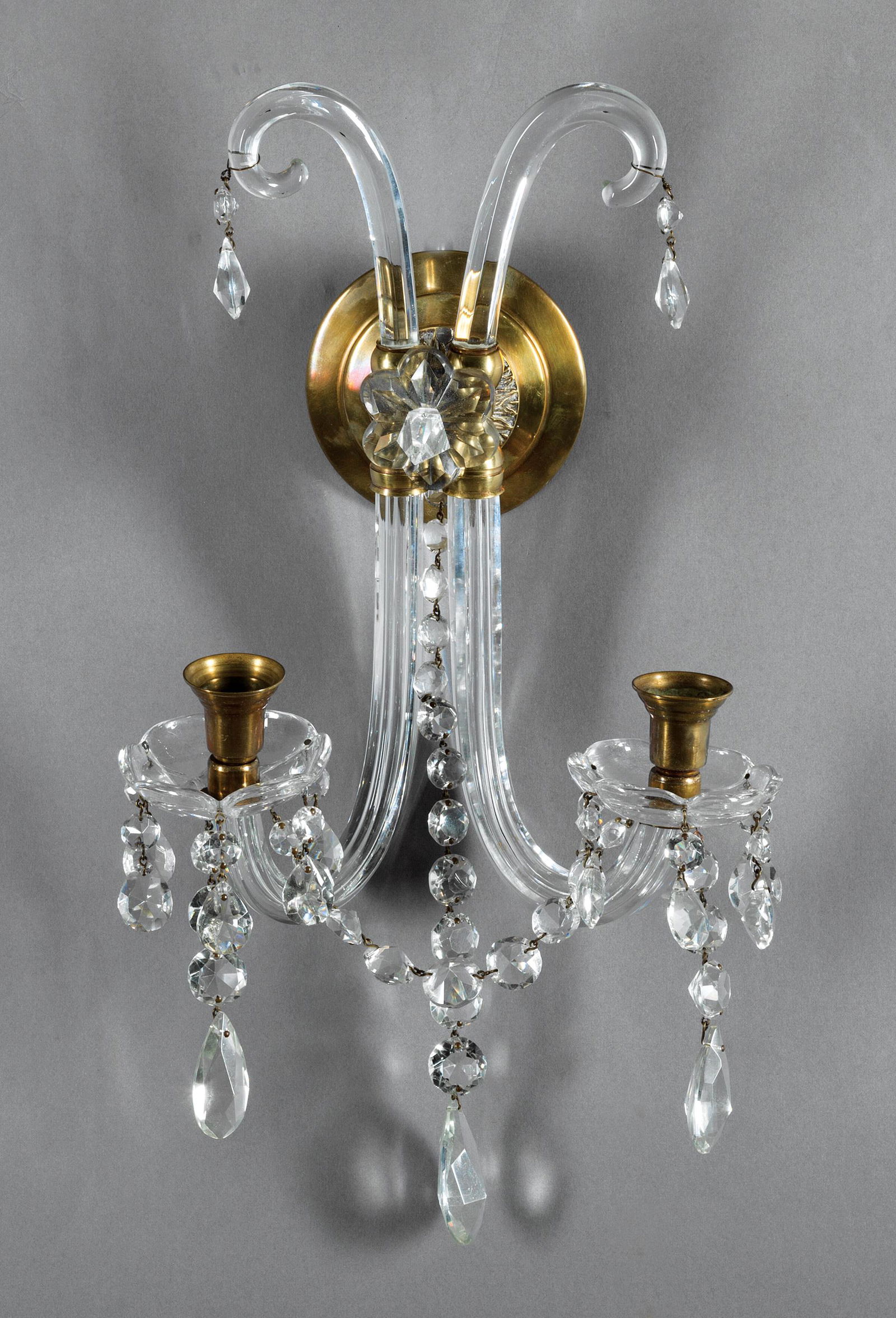 Baccarat-Style Gilt Bronze, Cut Glass Wall Sconce (1 of 2)