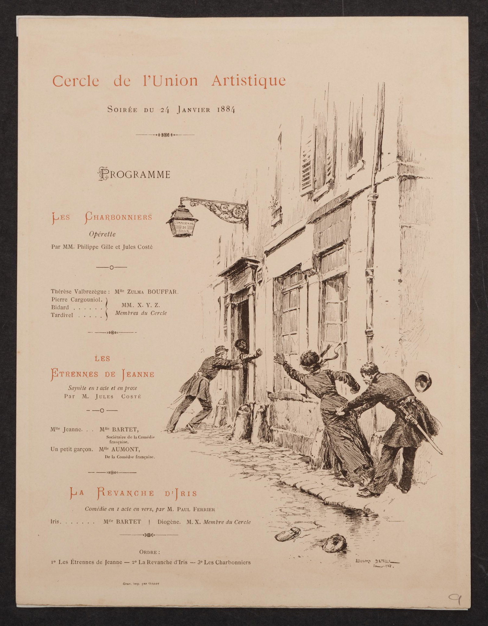 Cercle de l'Union Artistique: Cercle de l'Union Artistique , 1884 program, lithograph, 11 in. x 8 1/2 in Provenance: Property of the Mobile Museum of Art, Mobile, AL, sold to benefit their Collections, Care and Acquisitions Fund.