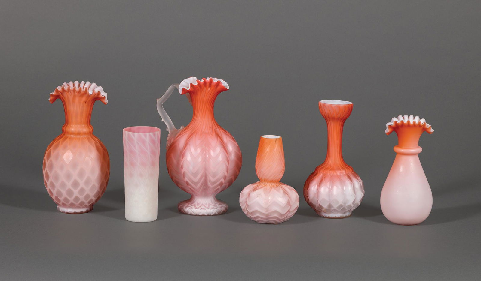 Peach Satin Art Glass Table Objects (1 of 5)