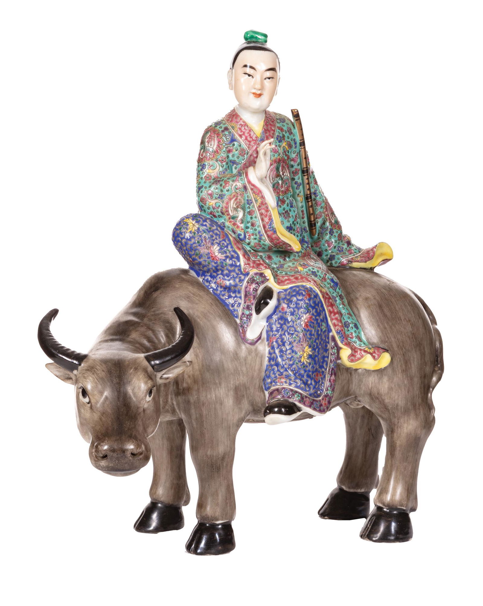 Chinese Famille Rose Boy on Buffalo Figural Group (1 of 3)