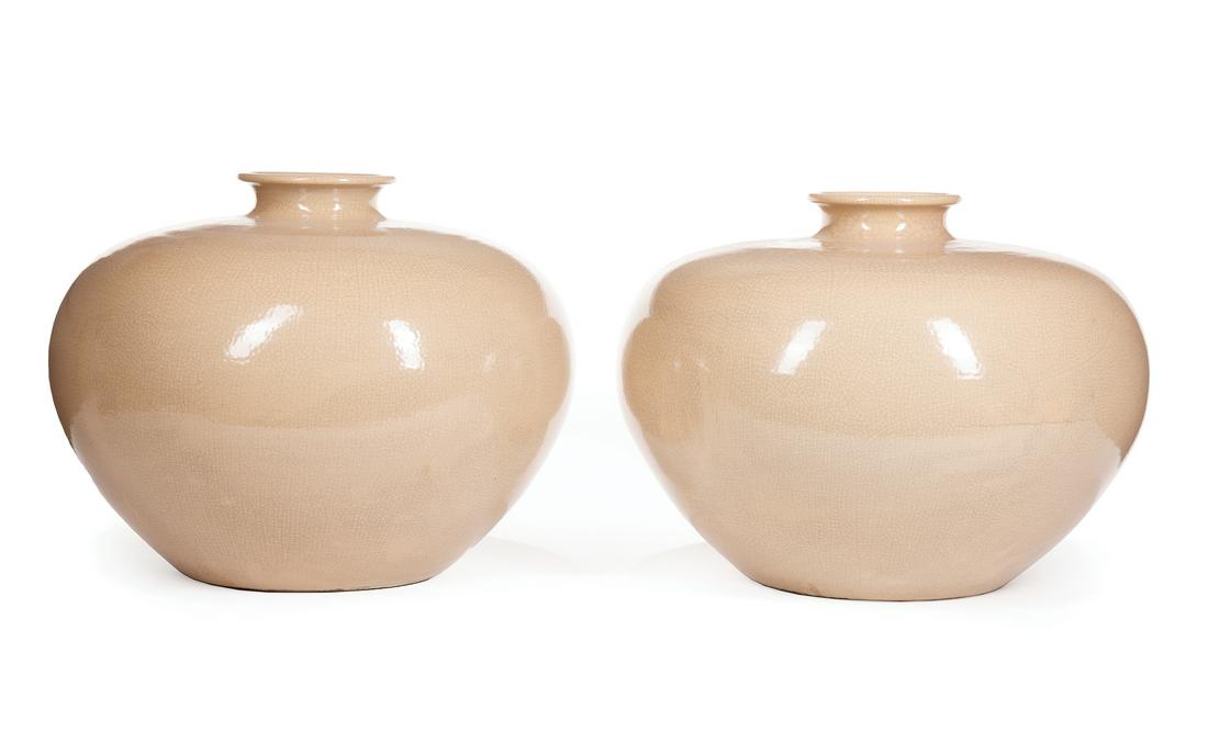 Pair of Chinese Ge-Style Porcelain Globular Vases (1 of 4)