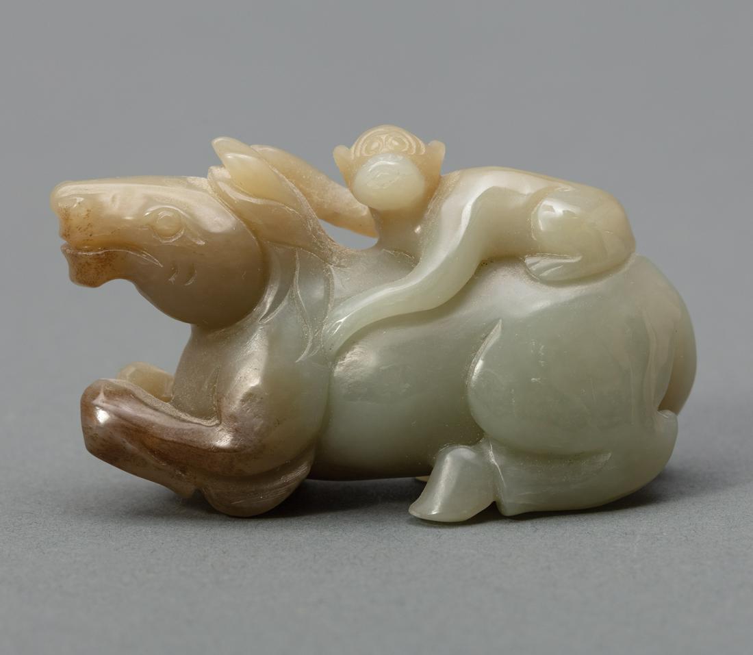 Chinese Celadon Jade Monkey and Horse Group (1 of 4)