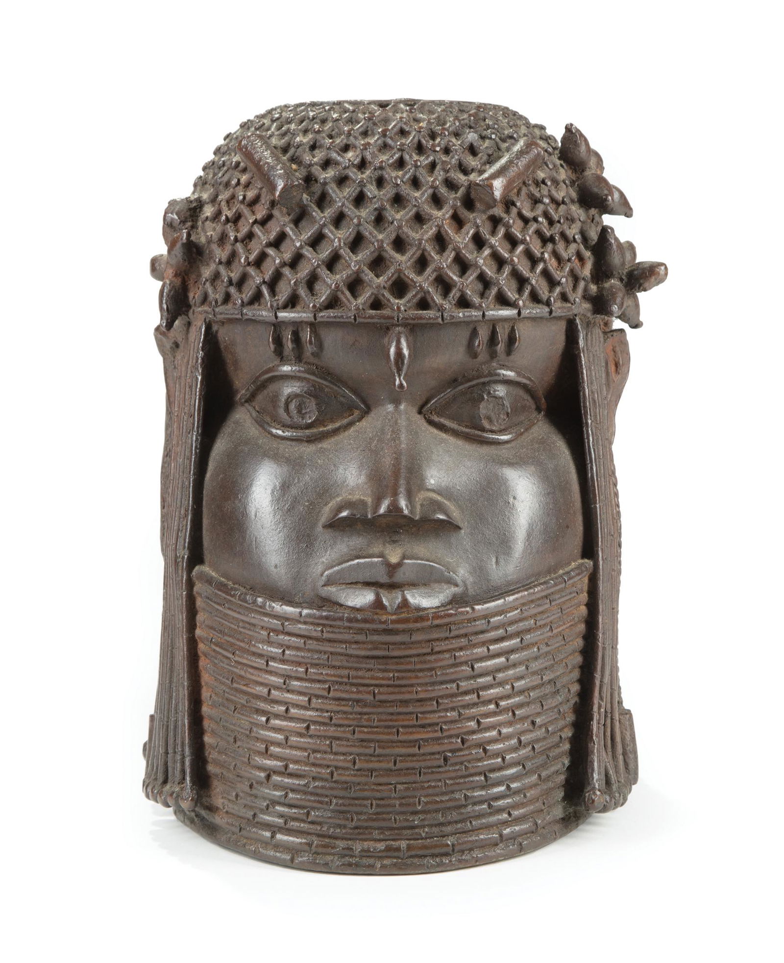 African Benin-Style Bronze Head of an Oba (1 of 3)
