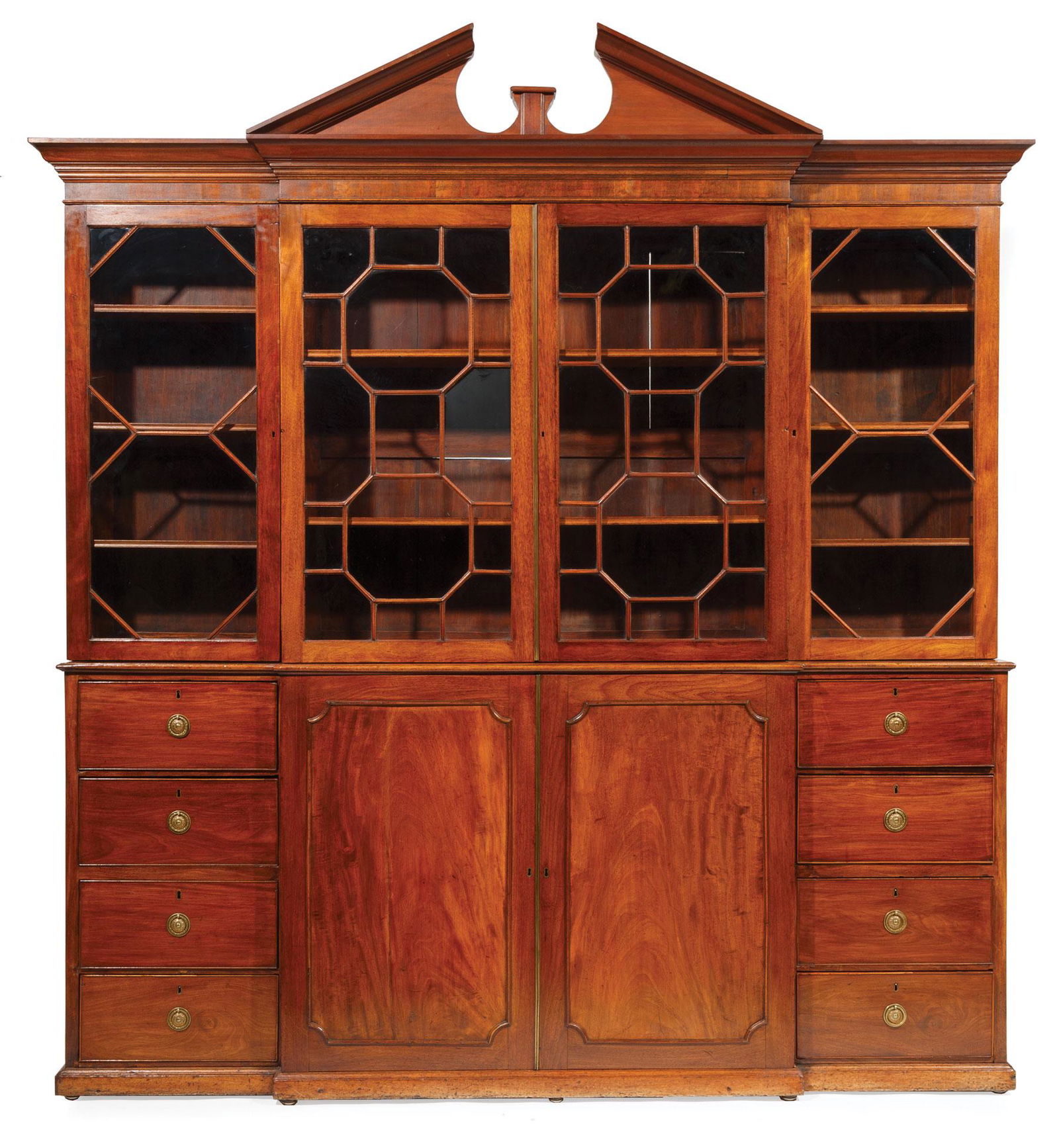 Carved Mahogany Breakfront Bookcase (1 of 11)