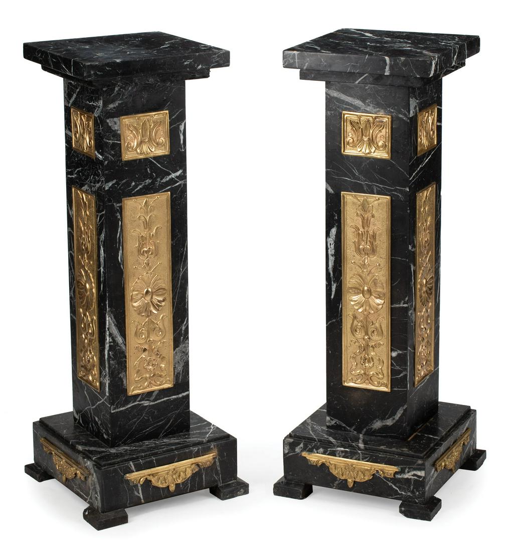 Bronze-Mounted Black Marble Pedestals (1 of 4)