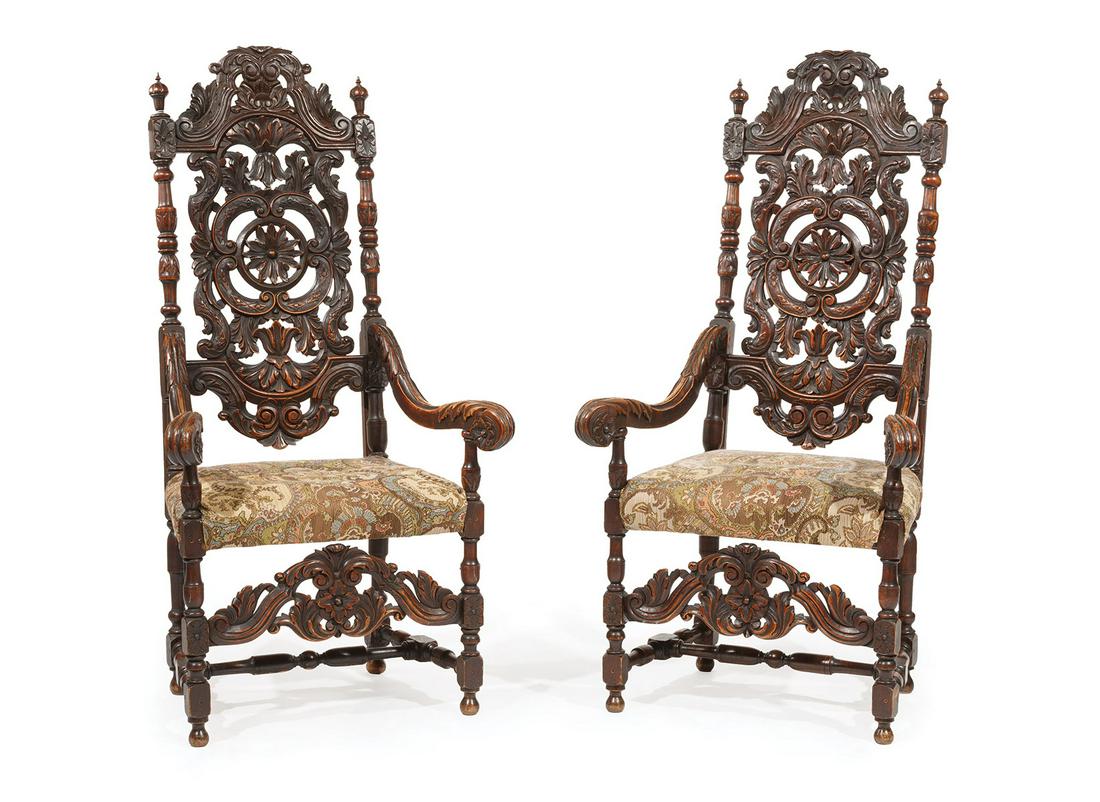 Carved Walnut Armchairs (1 of 16)