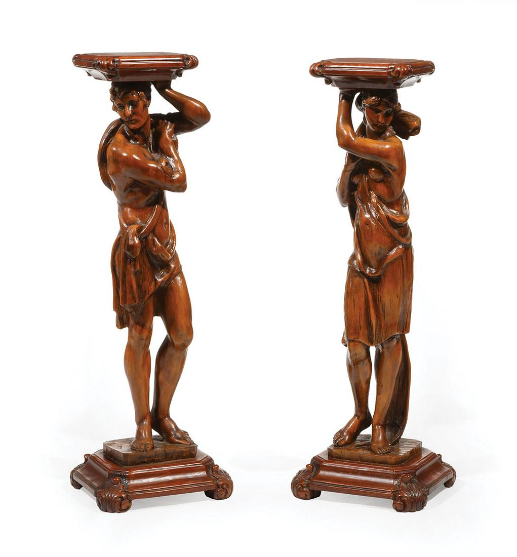 Carved Walnut Figural Pedestals (1 of 5)