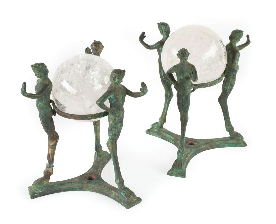 Rock Crystal Orbs on Bronze Bases (1 of 6)