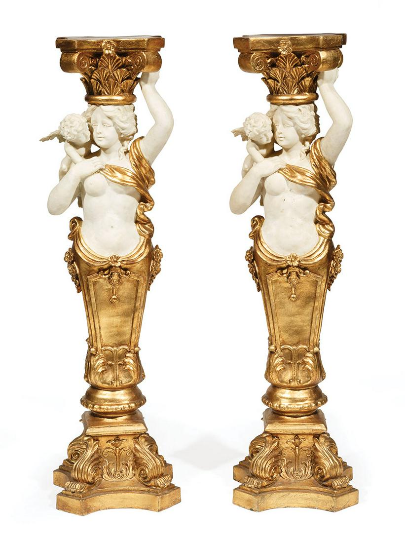Faux Marbre, Gilt Composition Pedestals (1 of 4)