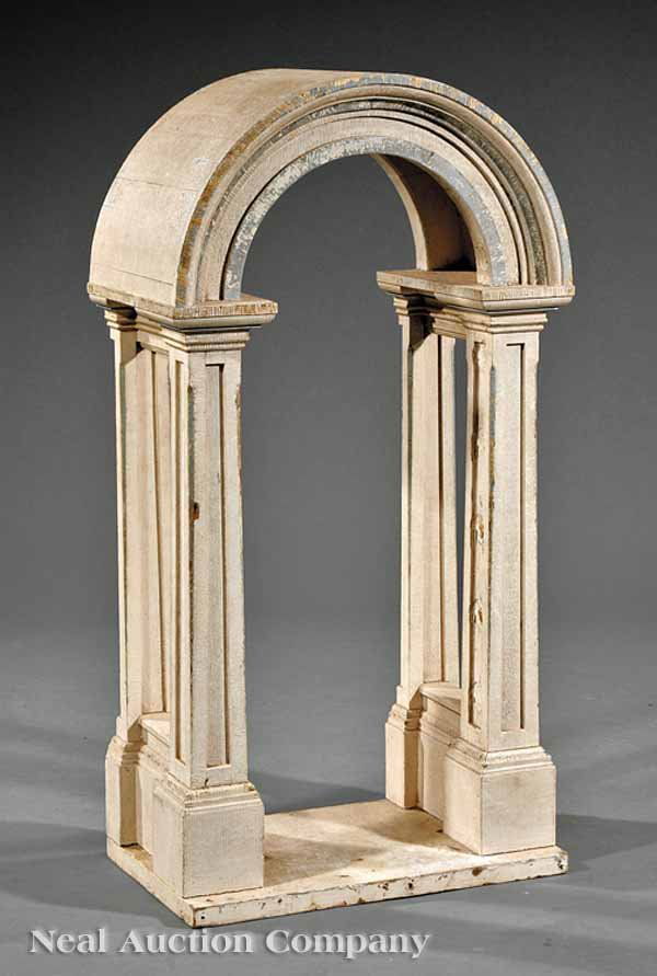 Architectural Model of a Niche or Portal: An Architectural Model of a Niche or Portal, 19th c., arched pediment, columnar supports, blocked at base, retains old white paint, height 42 1/8 in., width 22 1/4 in., depth 12 7/8 in