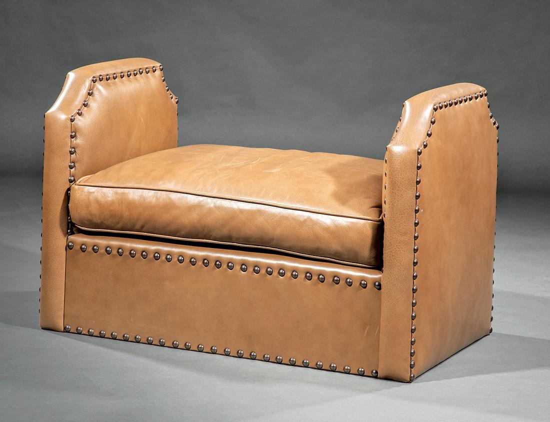 Contemporary Leather "Window" Bench (1 of 2)