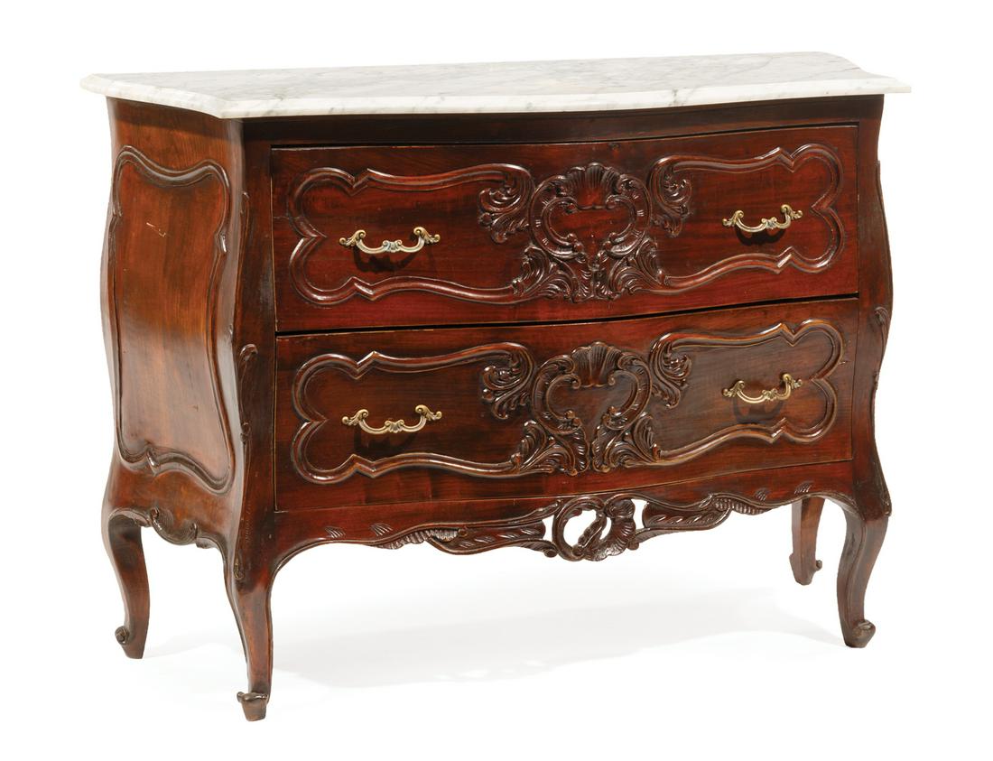 Rococo Revival Carved Mahogany Bombe Commode (1 of 4)