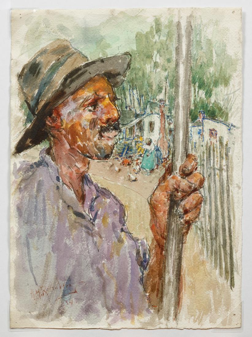 Henry Mortikar Rosenberg (American, 1858-1947): Henry Mortikar Rosenberg (American, 1858-1947) , "Portrait of a Man", 1934, watercolor on paper, signed and dated lower left, 15 1/2 in. x 11 1/2 in., unframed Provenance: Property of the Mobile Museu