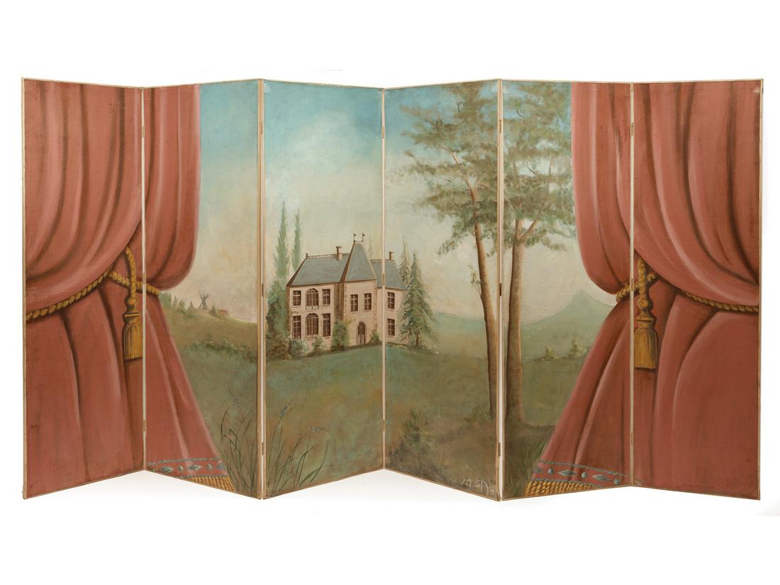 Decorative Painted Six-Panel Screen (1 of 5)