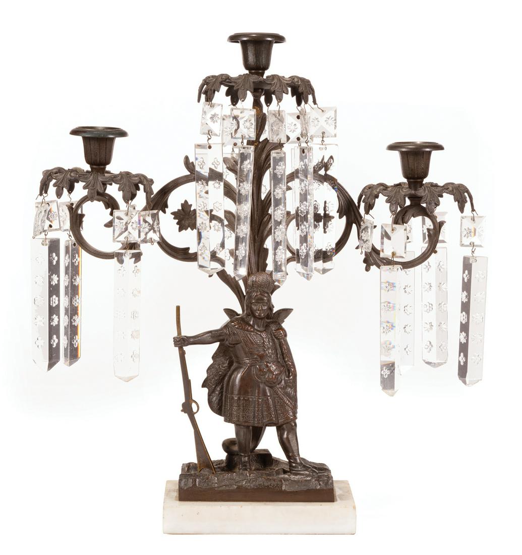 Bronze, Marble and Crystal Girandole (1 of 3)