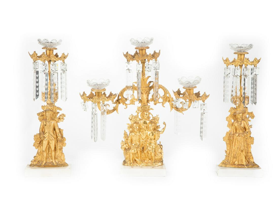 Gilt Brass Three-Piece Girandole Garniture (1 of 5)