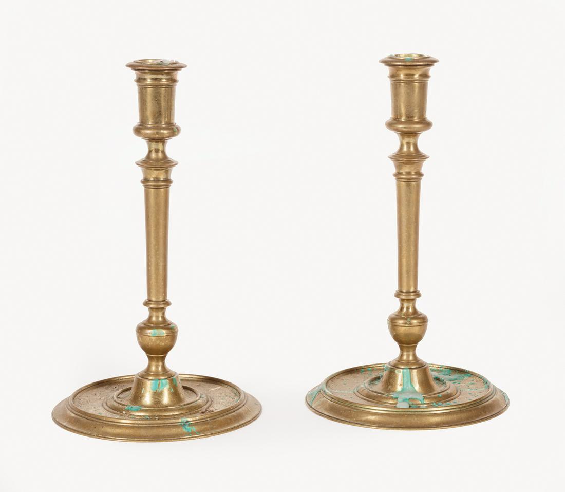 Pair of French Brass Candlesticks (1 of 2)