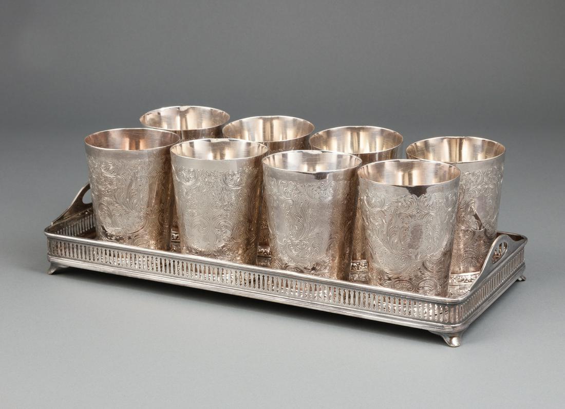 Eight Barker Ellis Silverplate Julep Cups (1 of 4)