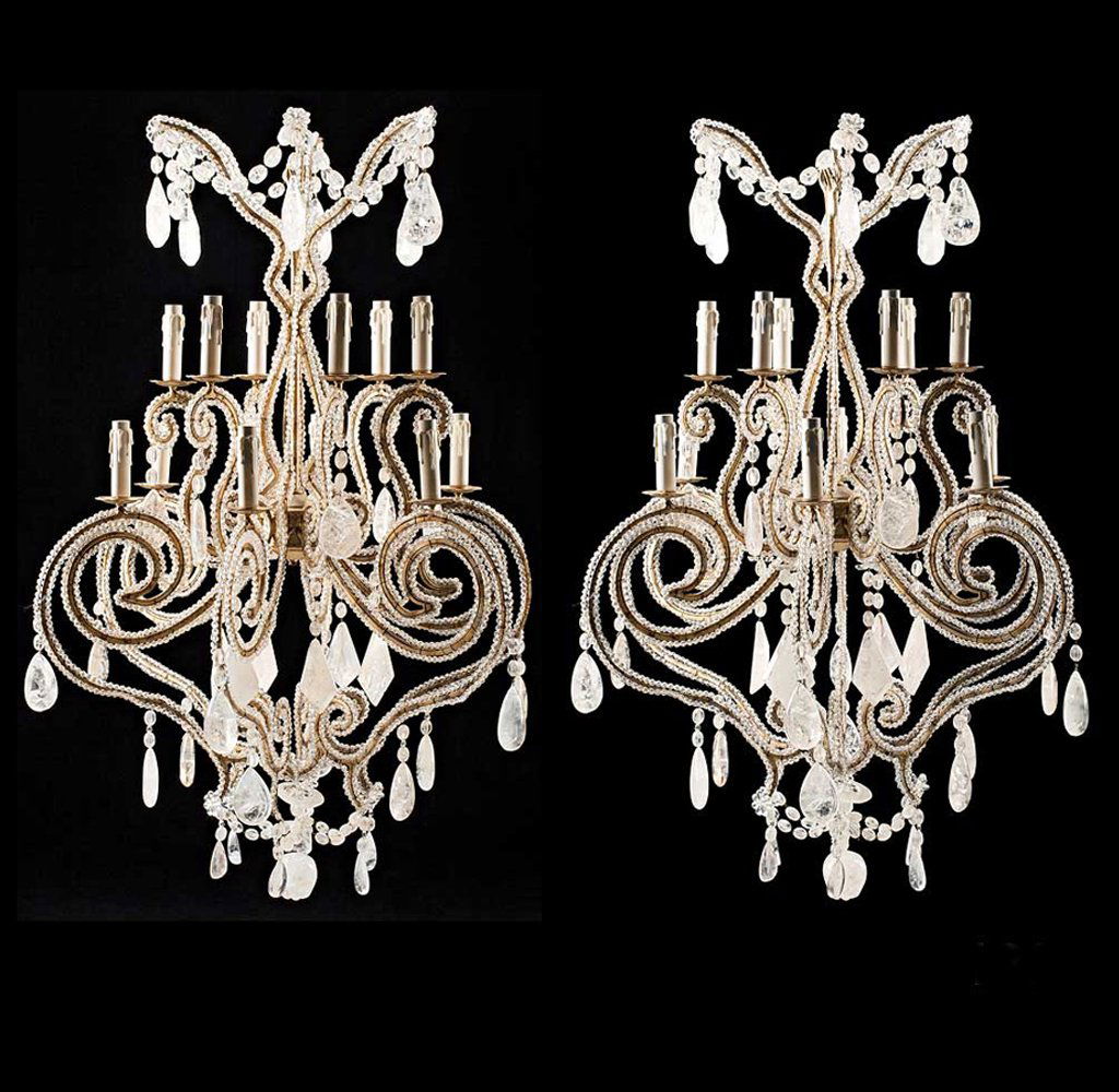 Gilt Metal, Rock and Cut Crystal Chandeliers (1 of 3)