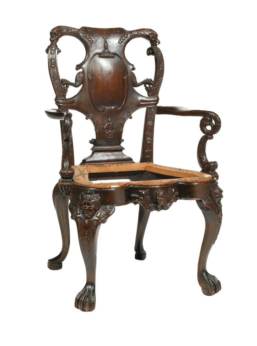 Large George II-Style Carved Walnut Armchair (1 of 7)
