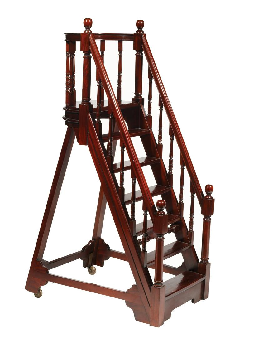 Georgian-Style Carved Mahogany Library Steps (1 of 8)