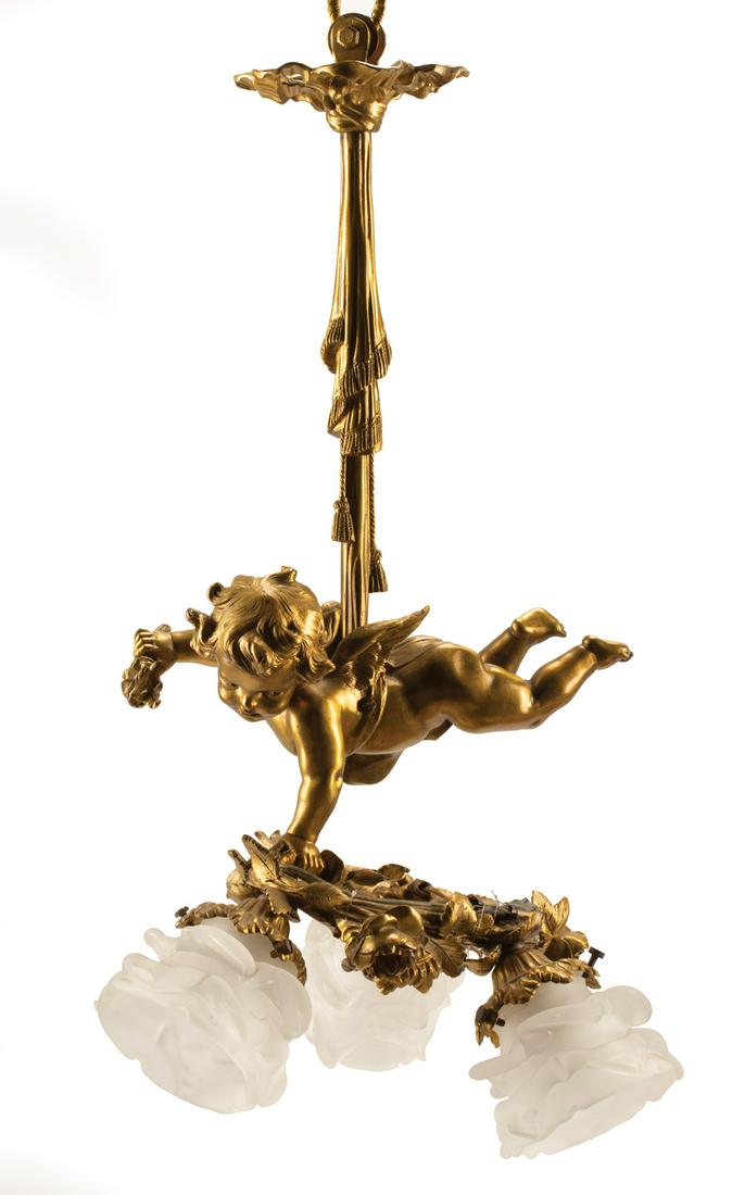 Gilt Bronze Figural Three-Light Chandelier (1 of 5)