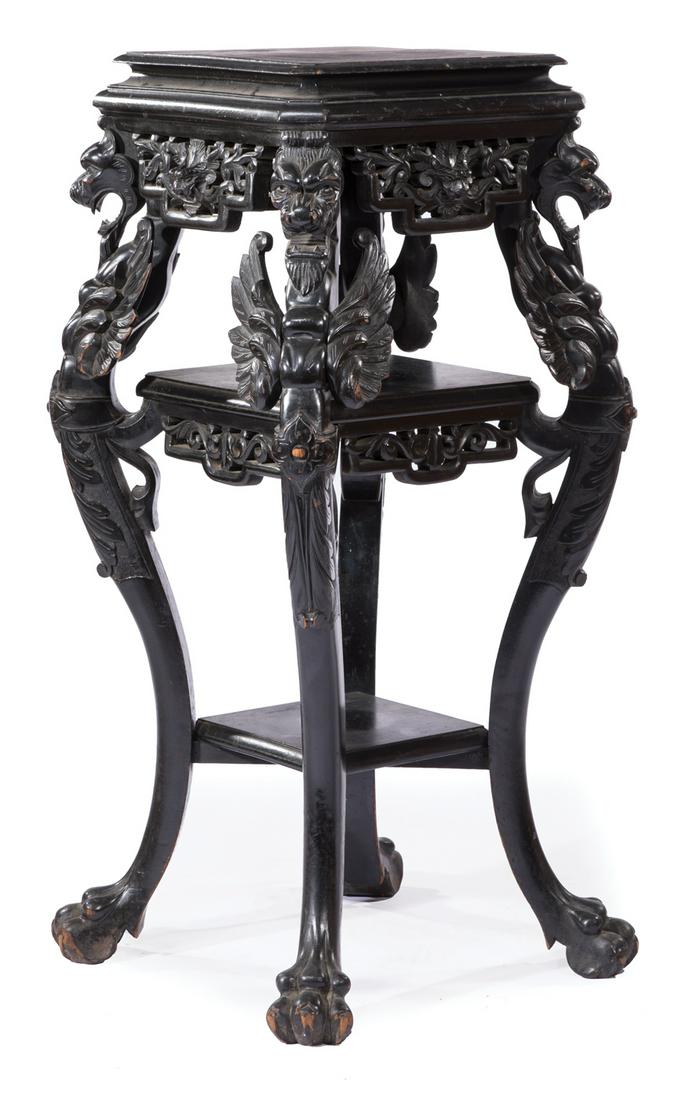 American Carved and Ebonized Hardwood Pedestal (1 of 3)