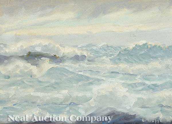 Emile Albert Gruppe (American, 1896-1978): Emile Albert Gruppe (American, 1896-1978), "Waves", oil on canvas board, signed lower right, 9 7/8 in. x 13 7/8 in., framed
