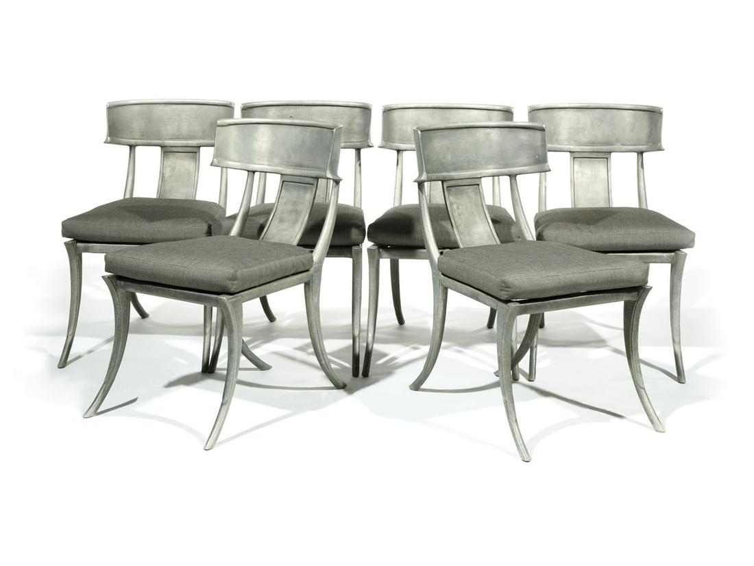 Six Contemporary Handcast Aluminum Klismos Chairs (1 of 3)