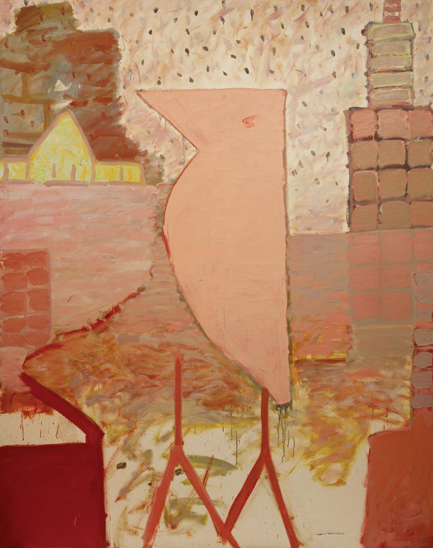 Dick Wray (American/Texas, 1933-2011): Dick Wray (American/Texas, 1933-2011) , "Bird", 1975, oil on canvas, pencil-signed and titled en verso, 86 1/4 in. x 68 1/4 in., unframed Condition: Scattered accretions, scratches and abrasions; craq