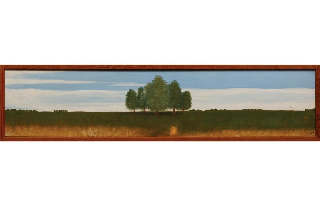 Roberto Ortiz (American/New Orleans, b. 1960): Roberto Ortiz (American/New Orleans, b. 1960) , "Family Reunion", oil on panel, monogrammed lower right, 9 in. x 41 1/4 in., framed Provenance: Jonathan Ferrara Gallery, New Orleans, LA. Condition: Ov