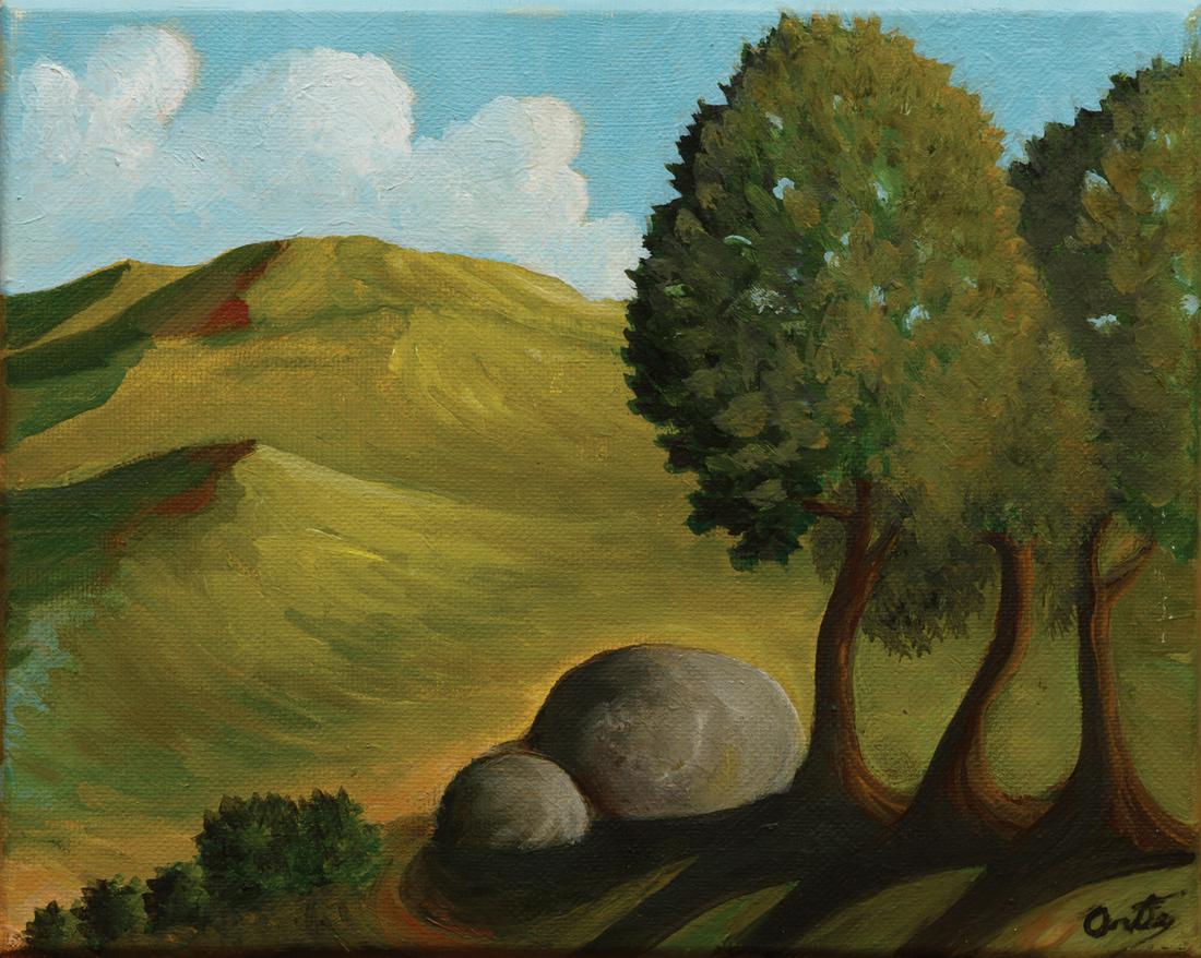 Roberto Ortiz (American/New Orleans, b. 1960): Roberto Ortiz (American/New Orleans, b. 1960) , "Ireland", oil on canvas, signed lower right, 8 in. x 10 in., unframed Provenance: Gift of the artist. Condition: Overall good condition