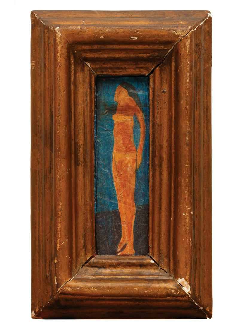 Richard Warsinski (Norwegian, 1937-1996): Richard Warsinski (Norwegian, 1937-1996) , "Dasein III", 1967, oil and graphite on panel, signed, titled and dated on backing board, label with artist sketch and date and transport label on reverse of