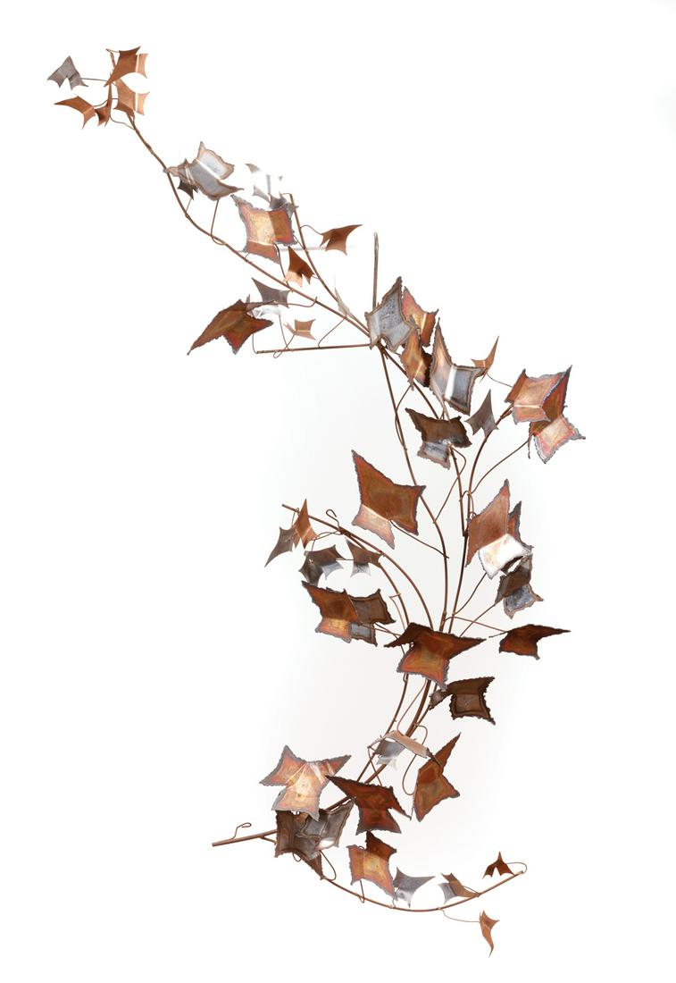 Curtis JerÃ© {Curtis Freiler (American, 1910-2013): Curtis JerÃ© {Curtis Freiler (American, 1910-2013) & Jerry Fels (American, 1919-2008)} , "Ivy Leaves", 1981, brass and steel, signed and dated on lowest leaf, h. 49 in., w. 36 in., d. 8 3/4 in Condi