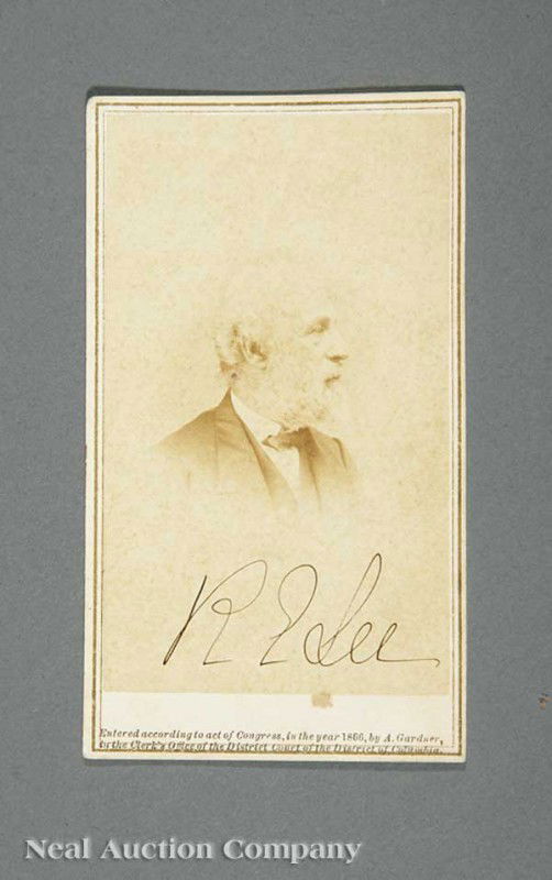 Signed Robert E. Lee Carte de Visite: A Signed Robert E. Lee Carte de Visite Owned by Mary Mumford, Widow of Confederate Martyr William B. Mumford, Alexander Gardner backstamp, signed "Miss Mary Mumford" verso