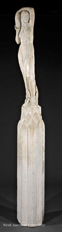 Enrique Alferez (American/New Orleans, 1901-1999): Enrique Alferez (American/New Orleans, 1901-1999), "The Source", c. 1931, plaster maquette, for The Shriever Foundation in The Botanical Garden, City Park, New Orleans, height 88 in., width 9 1/2 in.,