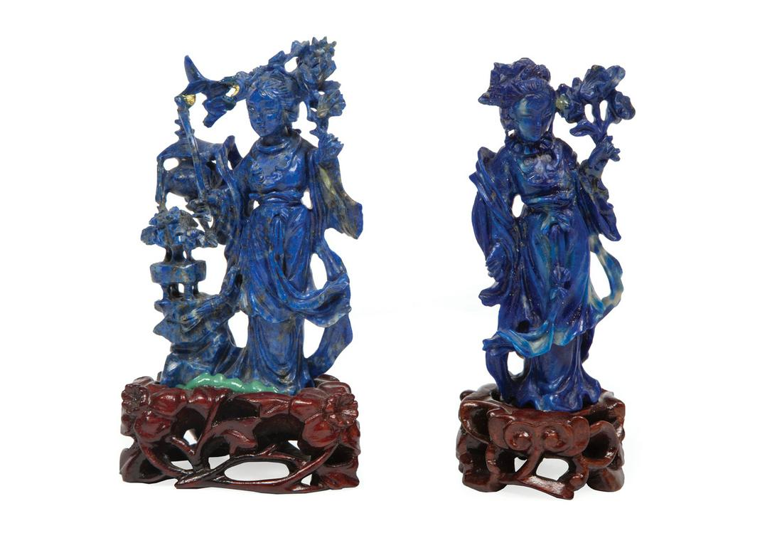Two Chinese Lapis Lazuli Figures of Beauties (1 of 4)