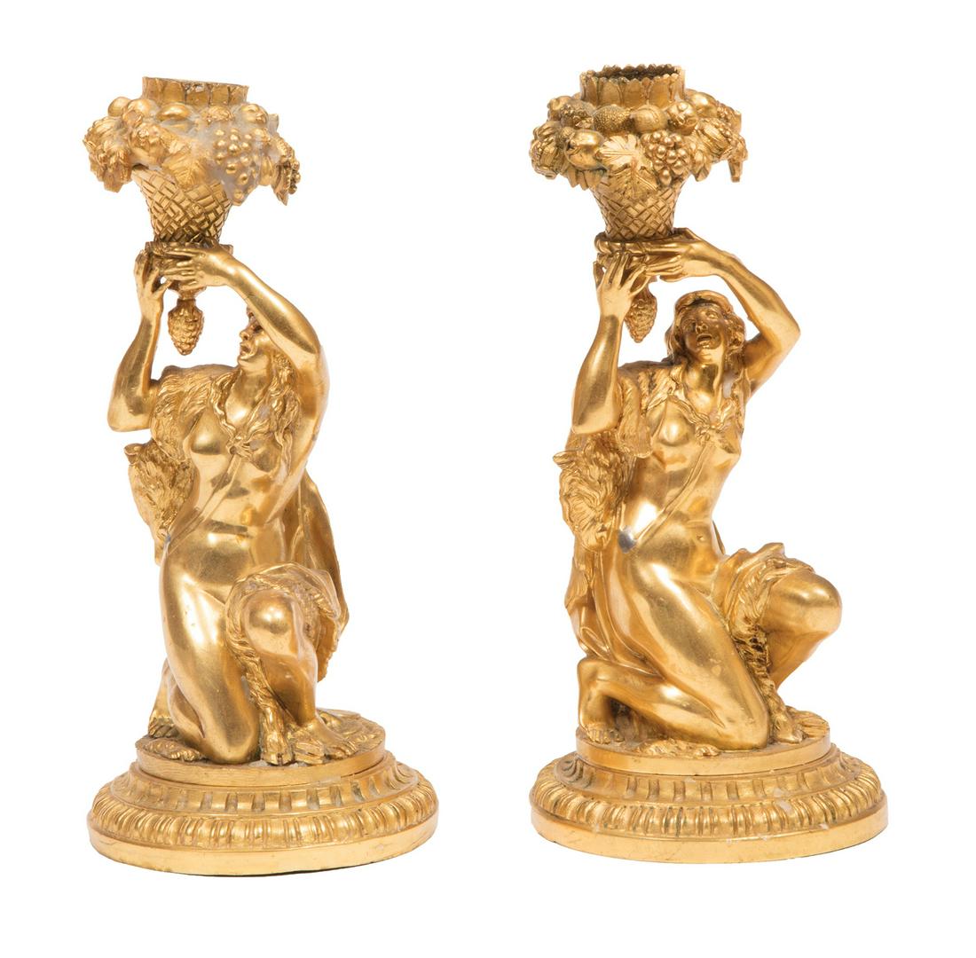 French Gilt Bronze Figural Candlesticks (1 of 10)