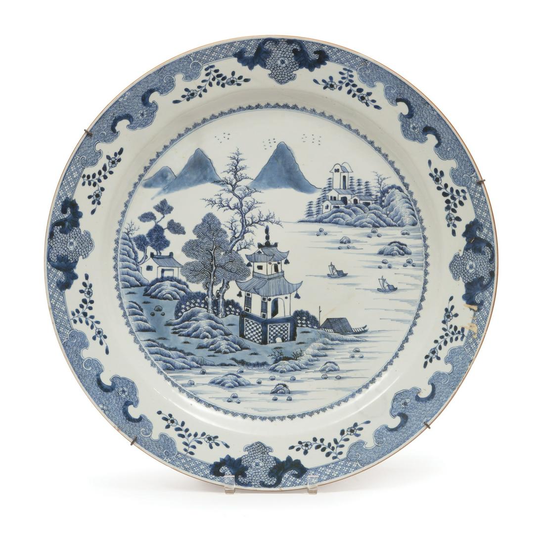 Large Japanese Blue and White Porcelain Charger (1 of 2)