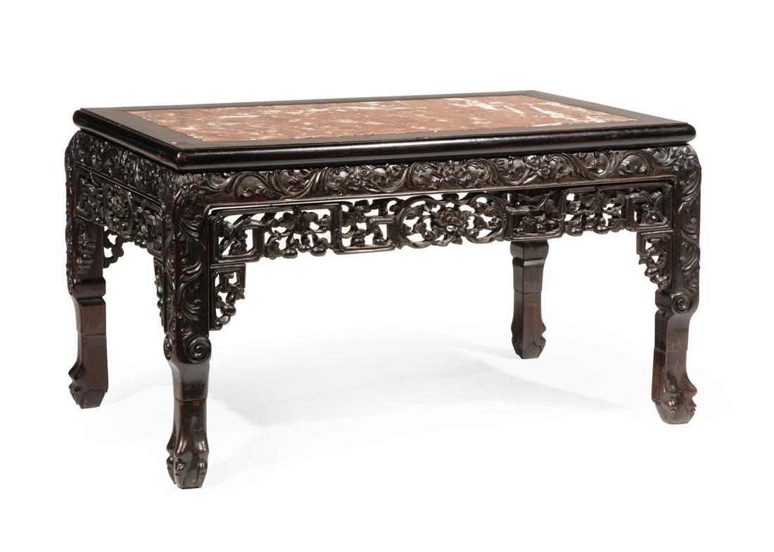 Chinese Marble-Inset Hardwood Low Table (1 of 13)